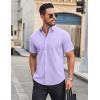COOFANDY Mens Casual Shirts Short Sleeve Button Down Shirt Wrinkle Free Summer Shirt(Lavender)