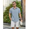 COOFANDY Mens Casual Shirts Short Sleeve Button Down Shirt Wrinkle Free Summer Shirt(Light Blue)