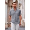 COOFANDY Mens Casual Shirts Short Sleeve Button Down Shirt Wrinkle Free Summer Shirt(Light Gray)