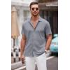 COOFANDY Mens Casual Shirts Short Sleeve Button Down Shirt Wrinkle Free Summer Shirt(Light Gray)