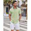 COOFANDY Mens Casual Shirts Short Sleeve Button Down Shirt Wrinkle Free Summer Shirt(Light Green)