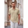 COOFANDY Mens Casual Shirts Short Sleeve Button Down Shirt Wrinkle Free Summer Shirt(Light Khaki)