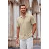COOFANDY Mens Casual Shirts Short Sleeve Button Down Shirt Wrinkle Free Summer Shirt(Light Khaki)