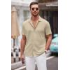 COOFANDY Mens Casual Shirts Short Sleeve Button Down Shirt Wrinkle Free Summer Shirt(Light Khaki)
