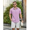 COOFANDY Mens Casual Shirts Short Sleeve Button Down Shirt Wrinkle Free Summer Shirt(Light Purple)