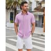 COOFANDY Mens Casual Shirts Short Sleeve Button Down Shirt Wrinkle Free Summer Shirt(Light Purple)