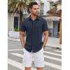 COOFANDY Mens Casual Shirts Short Sleeve Button Down Shirt Wrinkle Free Summer Shirt(Navy Blue)