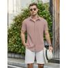 COOFANDY Mens Casual Shirts Short Sleeve Button Down Shirt Wrinkle Free Summer Shirt(Pink)