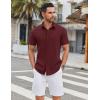 COOFANDY Mens Casual Shirts Short Sleeve Button Down Shirt Wrinkle Free Summer Shirt(Wine Red)