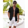 COOFANDY Men’s Casual Shirts Short Sleeve Button Down Shirts Fashion Textured Summer Beach Shirt(Black)