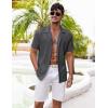 COOFANDY Men’s Casual Shirts Short Sleeve Button Down Shirts Fashion Textured Summer Beach Shirt(Dark Grey)
