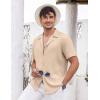 COOFANDY Men’s Casual Shirts Short Sleeve Button Down Shirts Fashion Textured Summer Beach Shirt(Light Khaki)