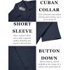 COOFANDY Men’s Casual Shirts Short Sleeve Button Down Shirts Fashion Textured Summer Beach Shirt(Navy Blue)