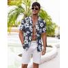 COOFANDY Men’s Casual Shirts Short Sleeve Button Down Shirts Fashion Textured Summer Beach Shirt(Navy-white Flower)