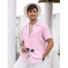 COOFANDY Men’s Casual Shirts Short Sleeve Button Down Shirts Fashion Textured Summer Beach Shirt(Pink)