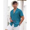 COOFANDY Men’s Casual Shirts Short Sleeve Button Down Shirts Fashion Textured Summer Beach Shirt(Teal)