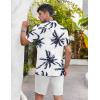COOFANDY Men’s Casual Shirts Short Sleeve Button Down Shirts Fashion Textured Summer Beach Shirt(White-coconut Tree)