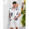 COOFANDY Men’s Casual Shirts Short Sleeve Button Down Shirts Fashion Textured Summer Beach Shirt(White-coconut Tree)