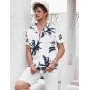 COOFANDY Men’s Casual Shirts Short Sleeve Button Down Shirts Fashion Textured Summer Beach Shirt(White-coconut Tree)