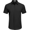 COOFANDY Men’s Casual Short Sleeve Button Down Summer Beach Shirt Lightweight Textured Wrinkle Free Stretch Shirts(Black)