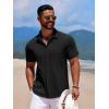 COOFANDY Men’s Casual Short Sleeve Button Down Summer Beach Shirt Lightweight Textured Wrinkle Free Stretch Shirts(Black)
