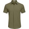 COOFANDY Men’s Casual Short Sleeve Button Down Summer Beach Shirt Lightweight Textured Wrinkle Free Stretch Shirts(Chive)