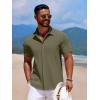 COOFANDY Men’s Casual Short Sleeve Button Down Summer Beach Shirt Lightweight Textured Wrinkle Free Stretch Shirts(Chive)