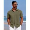 COOFANDY Men’s Casual Short Sleeve Button Down Summer Beach Shirt Lightweight Textured Wrinkle Free Stretch Shirts(Chive)