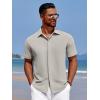 COOFANDY Men’s Casual Short Sleeve Button Down Summer Beach Shirt Lightweight Textured Wrinkle Free Stretch Shirts(Quiet Gray)