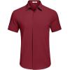 COOFANDY Men’s Casual Short Sleeve Button Down Summer Beach Shirt Lightweight Textured Wrinkle Free Stretch Shirts(Scarlet)