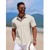 COOFANDY Men’s Casual Short Sleeve Button Down Summer Beach Shirt Lightweight Textured Wrinkle Free Stretch Shirts(Vanilla Ice)