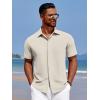 COOFANDY Men’s Casual Short Sleeve Button Down Summer Beach Shirt Lightweight Textured Wrinkle Free Stretch Shirts(Vanilla Ice)