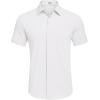 COOFANDY Men’s Casual Short Sleeve Button Down Summer Beach Shirt Lightweight Textured Wrinkle Free Stretch Shirts(White)