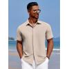 COOFANDY Men’s Casual Short Sleeve Button Down Summer Beach Shirt Lightweight Textured Wrinkle Free Stretch Shirts(Wood Ash)