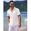 COOFANDY Men’s Casual Short Sleeve Button Down Summer Beach Shirt Lightweight Textured Wrinkle Free Untucked Shirts(White)
