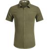 COOFANDY Mens Casual Short Sleeve Shirts Button Down Textured Shirts Summer Beach Shirt with Pocket(Army Green)