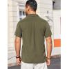 COOFANDY Mens Casual Short Sleeve Shirts Button Down Textured Shirts Summer Beach Shirt with Pocket(Army Green)
