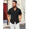 COOFANDY Mens Casual Short Sleeve Shirts Button Down Textured Shirts Summer Beach Shirt with Pocket(Black)