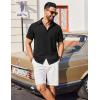 COOFANDY Mens Casual Short Sleeve Shirts Button Down Textured Shirts Summer Beach Shirt with Pocket(Black)