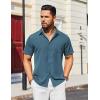COOFANDY Mens Casual Short Sleeve Shirts Button Down Textured Shirts Summer Beach Shirt with Pocket(Grey Blue)