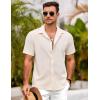 COOFANDY Mens Casual Short Sleeve Shirts Button Down Textured Shirts Summer Beach Shirt with Pocket(Khaki)