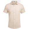 COOFANDY Mens Casual Short Sleeve Shirts Button Down Textured Shirts Summer Beach Shirt with Pocket(Khaki)