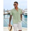 COOFANDY Mens Casual Short Sleeve Shirts Button Down Textured Shirts Summer Beach Shirt with Pocket(Light Green)