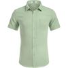COOFANDY Mens Casual Short Sleeve Shirts Button Down Textured Shirts Summer Beach Shirt with Pocket(Light Green)