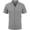 COOFANDY Mens Casual Short Sleeve Shirts Button Down Textured Shirts Summer Beach Shirt with Pocket(Light Grey)