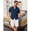 COOFANDY Mens Casual Short Sleeve Shirts Button Down Textured Shirts Summer Beach Shirt with Pocket(Navy Blue)