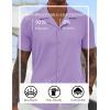 COOFANDY Mens Casual Short Sleeve Shirts Button Down Textured Shirts Summer Beach Shirt with Pocket(Purple)