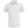 COOFANDY Mens Casual Short Sleeve Shirts Button Down Textured Shirts Summer Beach Shirt with Pocket(White)