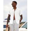 COOFANDY Mens Casual Short Sleeve Shirts Button Down Textured Shirts Summer Beach Shirt with Pocket(White)
