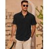 COOFANDY Mens Casual Short Sleeve Shirts Summer Beach Shirt Button Down Textured Shirts Vacation Hawaiian Shirts(Black)